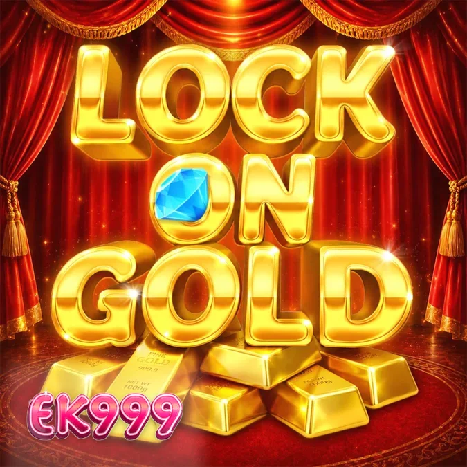 Lock On Gold স্লট গেমের সোনালী থিম এবং থিয়েটার মঞ্চের দৃশ্য